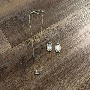 Kendra Scott gold and grey necklace and earring set
